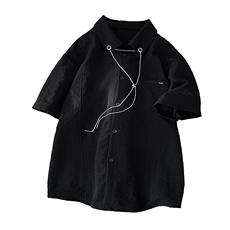 特批P28无差价夏季潮牌高级感挂链男宽松慵懒痞帅短袖衬衫CD5511，男装衬衫，电商A001