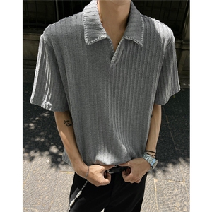 老钱风 贝壳绣花麦穗提花纹路polo衫翻领短袖T恤衫男H1098特P38图片