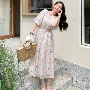T one法式多巴胺碎花连衣裙女森系2025夏新款少女甜美中长初恋裙图片