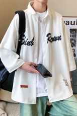 1港风发泡印花七分袖大码M-5XL中性情侣潮衬衫男QCS7010P45控69，男装衬衫，星座226-2