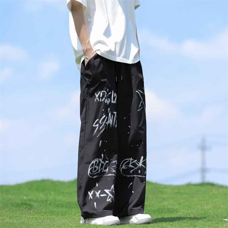 美式街头嘻哈涂鸦运动裤款宽松阔腿休闲裤KK2160-P38,男装休闲裤,星座1001-1