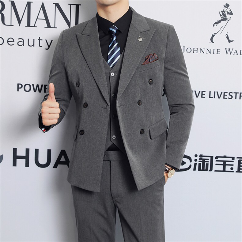 2025新款男士商务休闲三件套双排扣西服2206-P220,男装西服,星座311B
