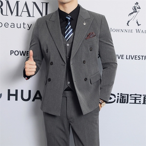 2025新款男士商务休闲三件套双排扣西服2206-P220图片