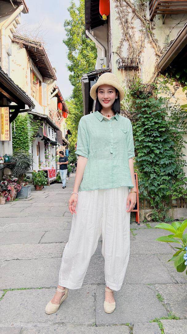 纯苎连衣裙小衫裤子裙子衬衣 时尚风 风淑女风休闲风，女装连衣裙，川哲