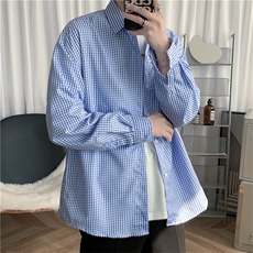 潮流帅气休闲衬衣ins港风格子新款宽松韩版长袖衬衫W574-P32，男装毛呢大衣，星座512-2