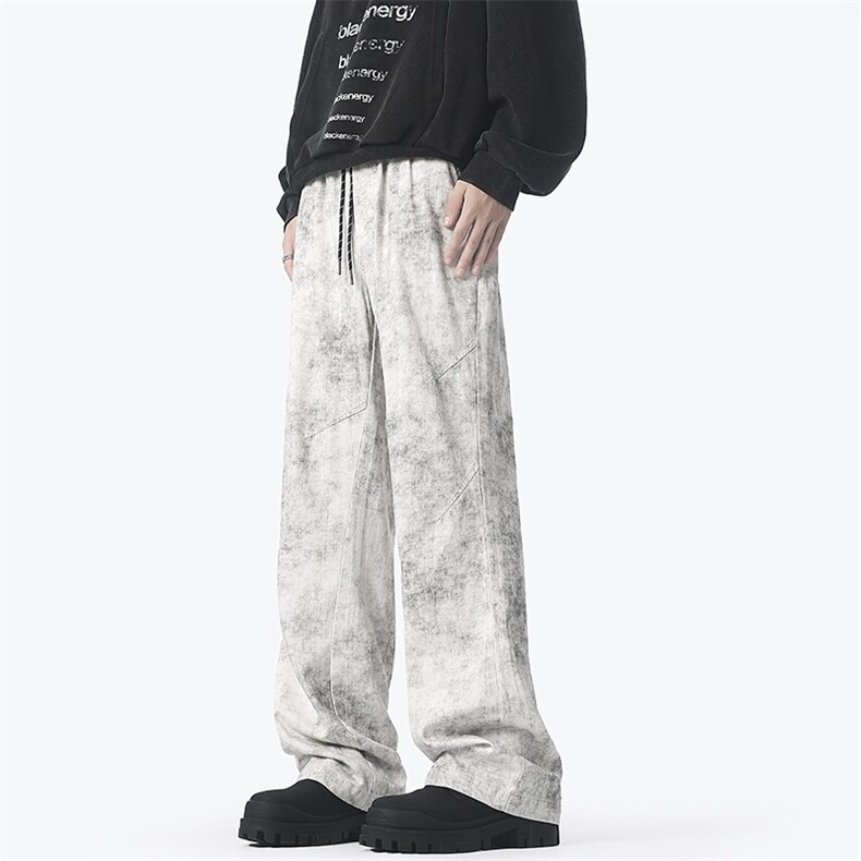 美式高街小众休闲裤男扎染弯刀裤痞帅潮牌长裤子K8825/P5578，男装休闲裤，电商D202
