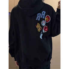 网图有货美式黑八刺绣华棉连帽休闲宽松情侣卫衣男女A778-P46，男装卫衣，星座1505