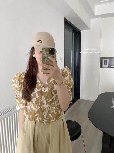 夏季新款印花麻料上衣，女装，And·Fan 范