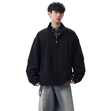 现货美式蝙蝠袖立领夹克外套男2026新款短款外套JK02636-P75，男装夹克，星座308B-2