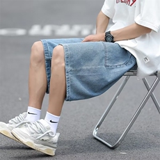 牛仔短裤男日系工装宽松五分裤潮牌ins潮流休闲大口袋5分裤子夏季，男装牛仔裤，星座601-2