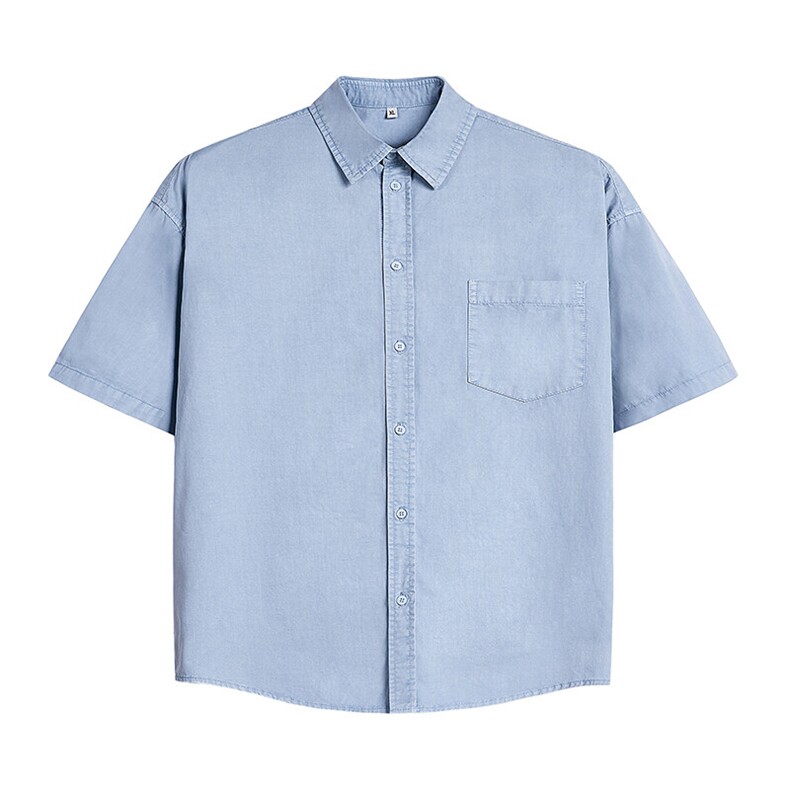 美式工装衬衫短袖夏季宽松纯棉脏染衬衣男A436-0628-P4569,男装衬衫,电商A436