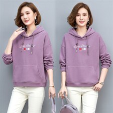 连帽刺绣卫衣2021春季新款休闲运动卫衣上衣，女装卫衣/绒衫，独衣靓