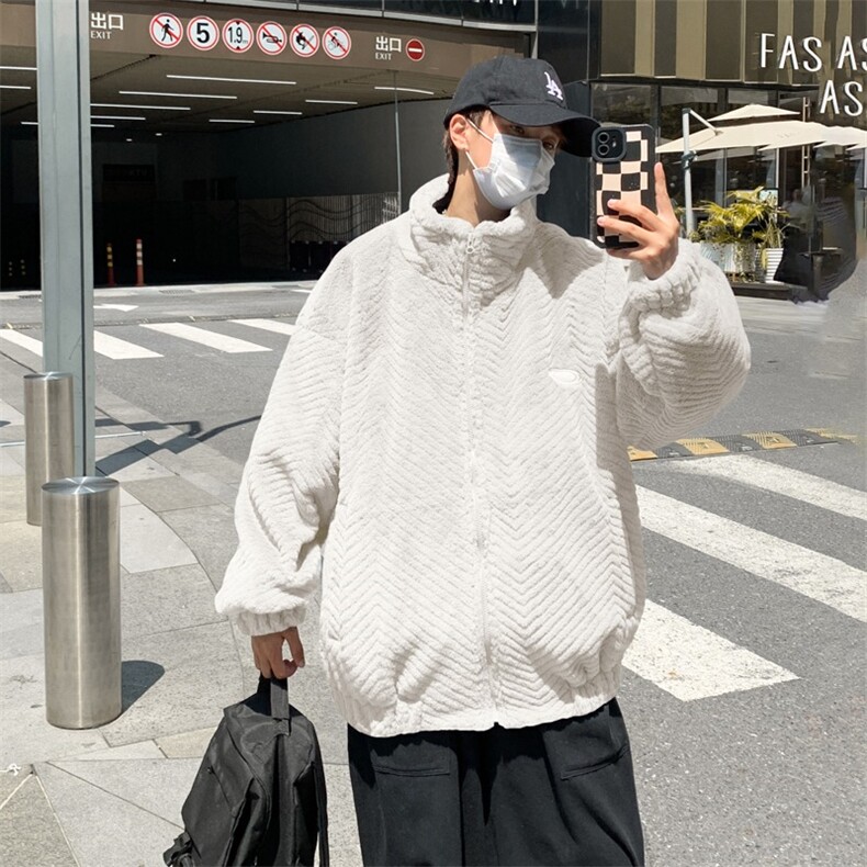 冬季新款兔毛外套男潮牌高街痞帅情侣休闲加厚保暖棉衣棉袄Y92,男装棉衣,星座506