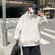 冬季新款兔毛外套男潮牌高街痞帅情侣休闲加厚保暖棉衣棉袄Y92，男装棉衣，星座506