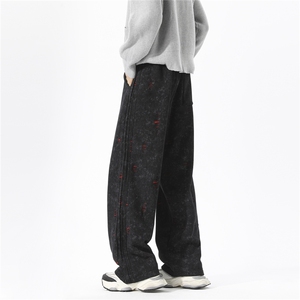 ！ 秋冬破洞重磅卫裤割破撞色扎染休闲裤子815A-K316-P55控88图片