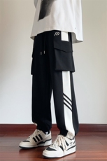 2024秋季新款内景大码港风华棉拼接卫裤M-5XHK24742-特P50，男装休闲裤，电商A022