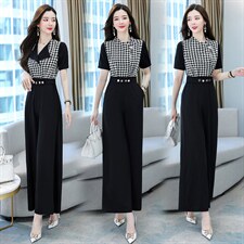 2023夏装新品阔腿连体裤韩版时尚修身气质，女装套装/套裙，依路服饰