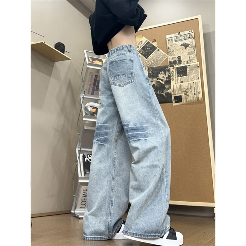 B221 美式ins高街暗黑重工艺宽松直筒牛仔裤 LK24423-特P45控78图片