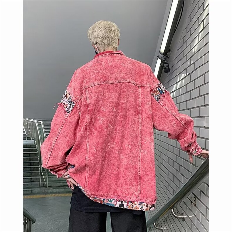 美式做旧牛仔外套男秋季宽松设计感情侣上衣潮牌情侣夹克J046-p85,男装夹克,星座1008