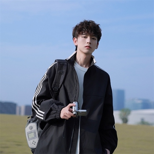 A408-24W86056*秋季开衫立领三条杠休闲夹克 P70-聚酯纤维图片