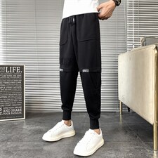 秋季休闲裤男士修身韩版束脚哈伦裤潮流韩版针织运动卫裤长裤子图片