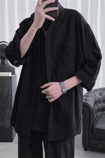C1020/P28春装韩版潮流衬衣立领五分短袖衬衫七分袖大码男控38，男装衬衫，电商A141