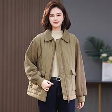 2023冬季新款夹棉外套拼接洋气轻薄棉衣，女装棉衣/棉服，忆绮罗