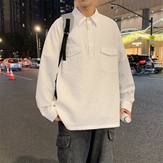 2026春夏新款男士套头衬衫仿肌理感褶皱宽松外套，男装衬衫，星座1206-1（原A206-1）