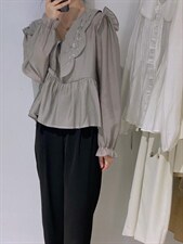 娃娃领刺绣小衫，其它，驿谷