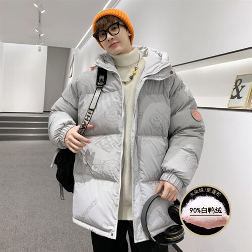 港风 2026冬季新款90%白鸭绒中长款连帽羽绒服男XZ109-Y1266-P218图片