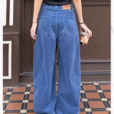 深蓝色阔腿牛仔裤女2026新款秋冬季复古高腰直筒梨形遮胯显瘦裤子，男装牛仔裤，星座506A