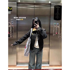 美式复古格子拼接牛仔外套男女2025春秋冬新款设计高级感工装夹克，男装工装外套，星座506A