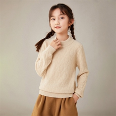 2025秋冬新款羊绒衫女100%纯山羊绒圆领加厚拉绒针织套衫保暖上衣，童装儿童羊绒衫，奥赛羊绒童装