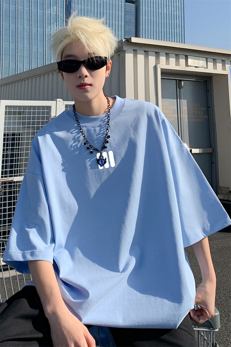 抖音直播得物短袖T重磅260克TB5107批28纯棉220克T5107P22控38,男装T恤,电商C408(原B339-1)