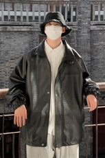 1美式鳄鱼纹钢印大码M-5XL面层：PU皮夹克男JK8749P90控128，男装夹克，星座226-2