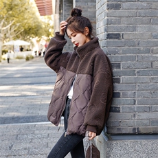 羽绒服女2025冬季新款女装韩版时尚颗粒绒拼接保暖白鸭绒外套，女装羽绒服，天丽