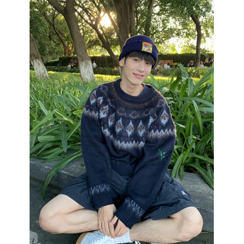 北欧费尔岛红色毛衣男女潮牌情侣装针织衫秋冬圣诞毛线衣MY369,男装针织衫/毛衣,星座1116A（原606A-3）