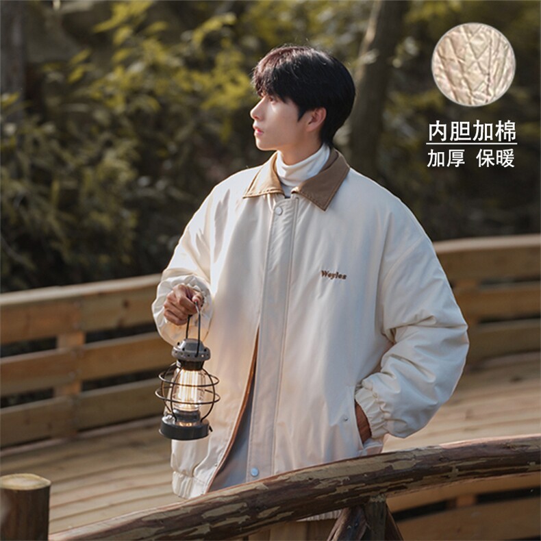 2025羽绒棉服刺绣潮牌潮流ins日系港风宽松美式痞帅重磅M878-TP68,男装棉衣,电商A170