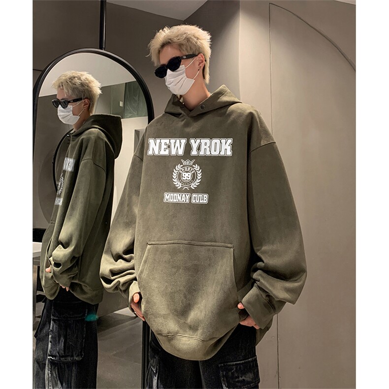 抖音得物供货提供视频秋冬重磅美式麂皮绒连帽卫衣JLM19,男装卫衣,电商A486