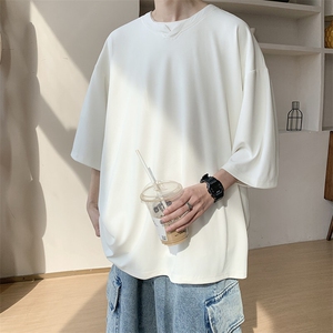 8XL-M冰丝凉感短袖T恤夏季大码V领垂感五分半袖体恤衫DX1206/P35图片