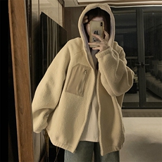 C894-P120羊羔毛加绒外套女秋冬季美式宽松连帽开衫上衣，女装短外套，星座911-2(原星座613-2）