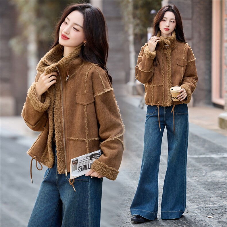 羊羔毛外套女2025冬新款绝美巨好看的休闲小香风韩系短款皮毛一体,女装羊羔毛/颗粒绒,依如秀(原杭风阁)