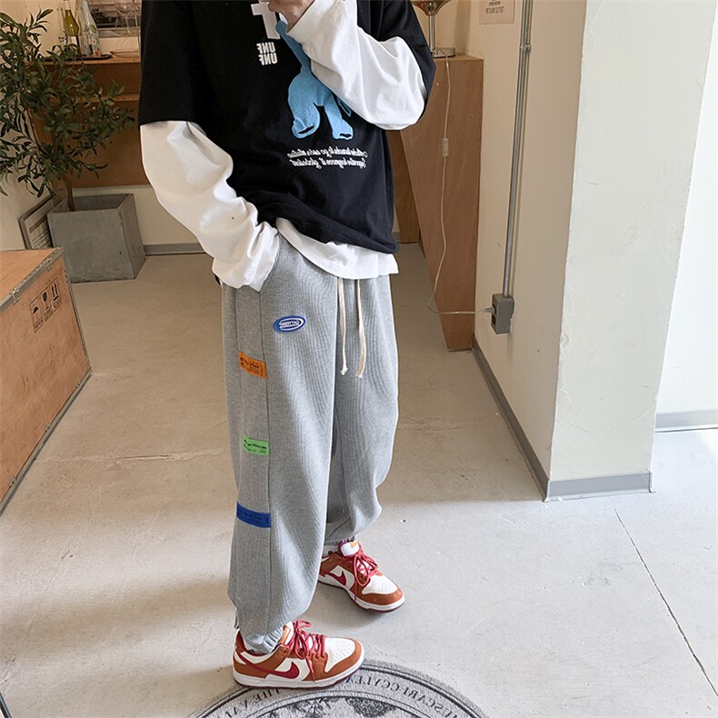春秋华夫格串标拉链开衩休闲裤现货XZ604-KP51-P55控68,男装休闲裤,星座604