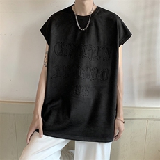 麂皮绒背心高街凹凸字夏季潮牌无袖背心XB11118-P40，男装背心/马甲，电商A042