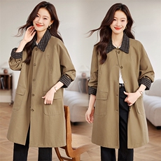 风衣外套女中长款2024春秋新款中年妈妈气质宽松休闲品牌大衣，女装风衣，希欧阁