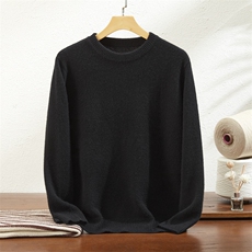 2024秋冬新款山羊绒男士七针双股加厚圆领羊绒衫男装，男装羊绒套衫，镁纯羊绒