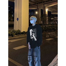美式复古长袖T恤小领口打底衫，男装T恤，星座310A-4