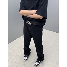 夏款男牛仔裤微喇叭直筒纯色百搭直筒长裤NK163P30，男装牛仔裤，星座1013-1