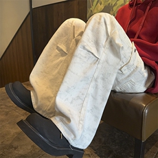 B221美式ins高街暗黑印花宽松工装牛仔裤LK24390-特P46控78，男装休闲裤，电商B221