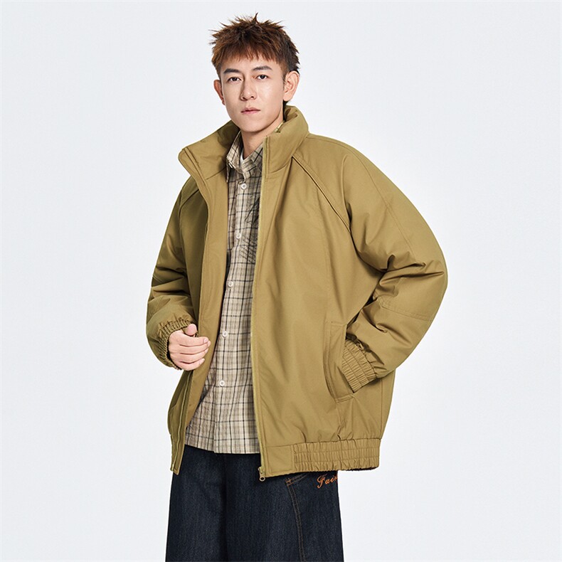 现货美式高街休闲夹克冬季三防立领纯色户外工装加厚棉服外套,男装夹克,电商A486